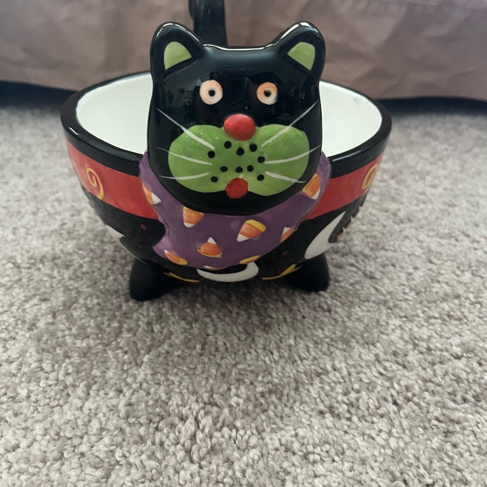 Halloween kitty candy dish